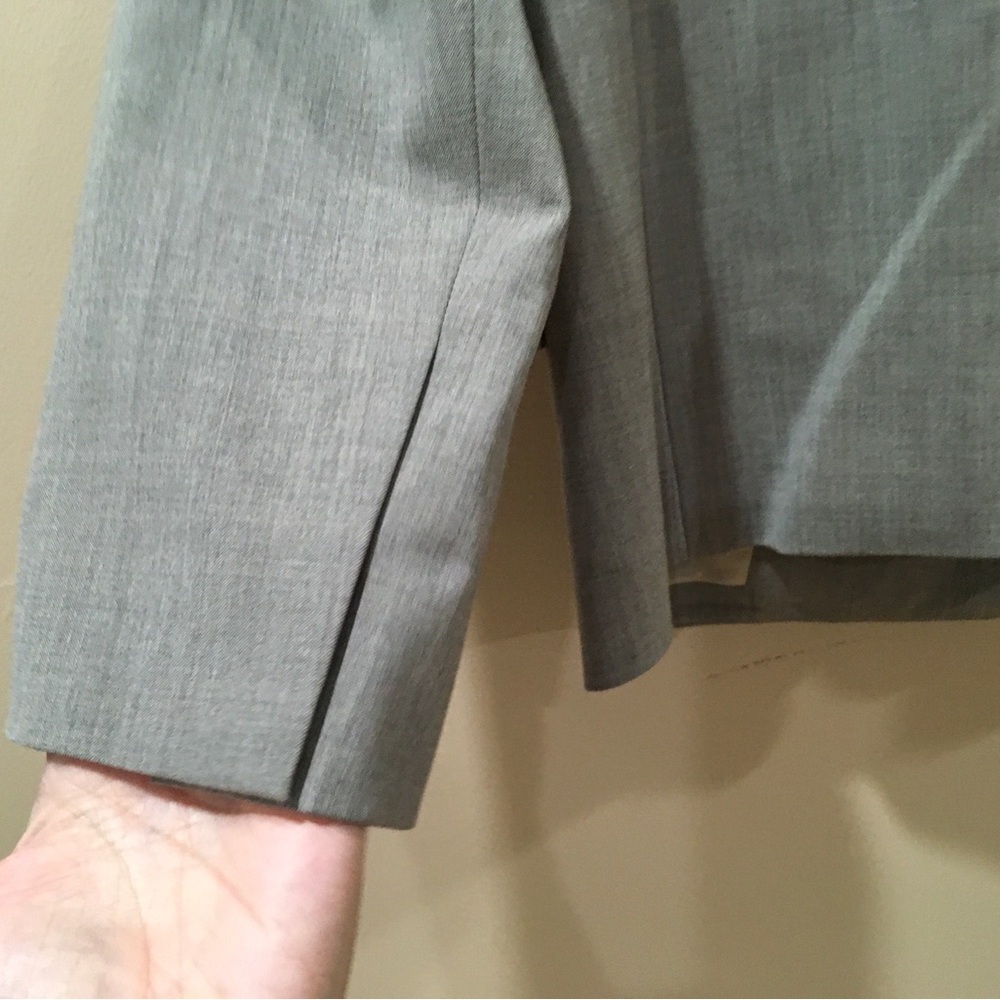 Theory Jacket Crop Boxy SB Blazer Women 4 Grey Cinder Melange Traceable Wool New - Picture 4 of 6